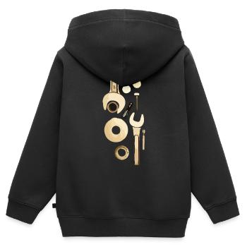 Werkzeug - Kinder Premium Organic Zip Hoodie - Schwarz - Hinten - AI Model Kid Male (0cm)