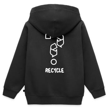 Recycle (dark) - Kids Premium Organic Zip-up Hoodie - black - Back - AI Model Kid Male (0cm)