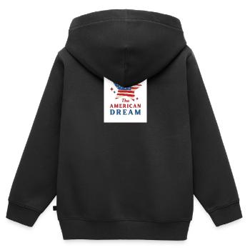 America's Dream: Stars Flag - Kinder Premium Organic Zip Hoodie - Schwarz - Hinten - AI Model Kid Male (0cm)