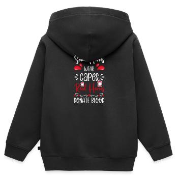 Blutspende Danke Gemeinsam Ehrenamt - Kinder Premium Organic Zip Hoodie - Schwarz - Hinten - AI Model Kid Male (0cm)