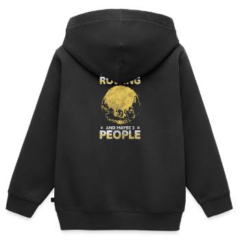 Rudergerät Sport Wettkampf - Kinder Premium Organic Zip Hoodie - Schwarz - Hinten - AI Model Kid Male (0cm)