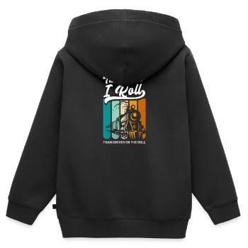 Zug Eisenbahner Zugführen Bahnhof - Kinder Premium Organic Zip Hoodie - Schwarz - Hinten - AI Model Kid Male (0cm)