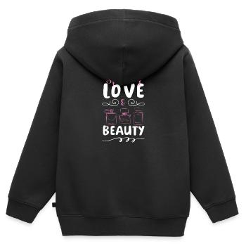 Parfum Odeur Parfum Spray Amoureux - Sweat Premium à capuche zippé enfant bio - noir - Dos - AI Model Kid Male (0cm)