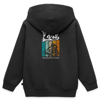 Model Railroad Railroader Nerd Rails - Kids Premium Organic Zip-up Hoodie - black - Back - AI Model Kid Male (0cm)