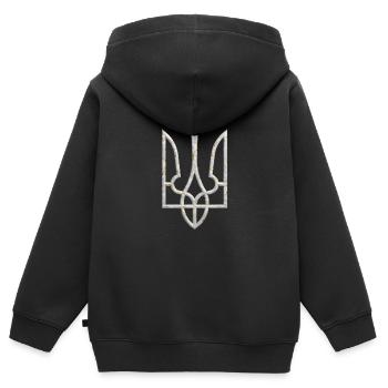 Ukraine Wappen Gerfalke Trident Dreizack Marmor 2 - Kinder Premium Organic Zip Hoodie - Schwarz - Hinten - AI Model Kid Male (0cm)