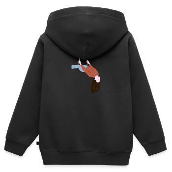 Fille sur balançoire - Sweat Premium à capuche zippé enfant bio - noir - Dos - AI Model Kid Male (0cm)