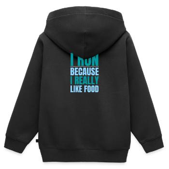 Laufen Sport Lustig Spruch - Kinder Premium Organic Zip Hoodie - Schwarz - Hinten - AI Model Kid Male (0cm)