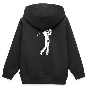 Golf Spieler schlägt Sport Ball auf Golfplatz - Kinder Premium Organic Zip Hoodie - Schwarz - Hinten - AI Model Kid Male (0cm)