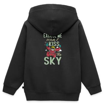 Excuse Me While I Kiss The Sky Funny Skydiver Sky - Kinder Premium Organic Zip Hoodie - Schwarz - Hinten - AI Model Kid Male (0cm)