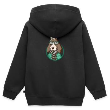 Hund mit HuT - Kids Premium Organic Zip-up Hoodie - black - Back - AI Model Kid Male (0cm)