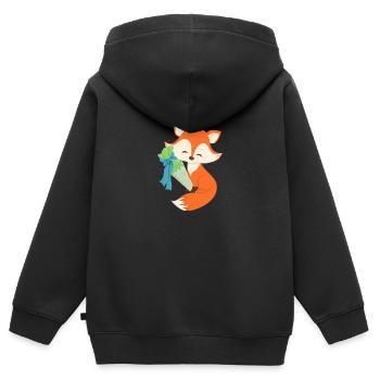 Schoolchild Fuchs schooling 1st class cartable - Sweat Premium à capuche zippé enfant bio - noir - Dos - AI Model Kid Male (0cm)