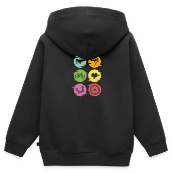 Biking Cycling Vintage Bicycle Parts Cyclist - Sweat Premium à capuche zippé enfant bio - noir - Dos - AI Model Kid Male (0cm)