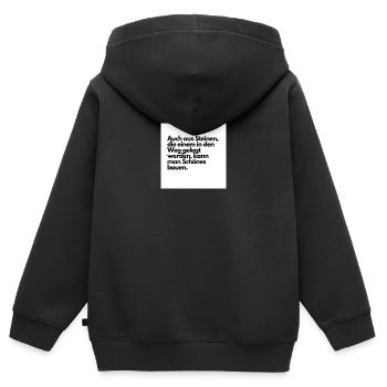 Zitat nach bekanntem, deutschem Schriftsteller - Kinder Premium Organic Zip Hoodie - Schwarz - Hinten - AI Model Kid Male (0cm)