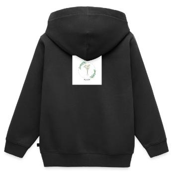 Imprimé fleuri - Sweat Premium à capuche zippé enfant bio - noir - Dos - AI Model Kid Male (0cm)