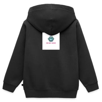 Hundepfote - Kinder Premium Organic Zip Hoodie - Schwarz - Hinten - AI Model Kid Male (0cm)