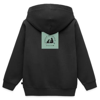 Logo - Sweat Premium à capuche zippé enfant bio - noir - Dos - AI Model Kid Male (0cm)