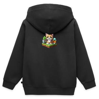 Chat Pixel 4 - Sweat Premium à capuche zippé enfant bio - noir - Dos - AI Model Kid Male (0cm)