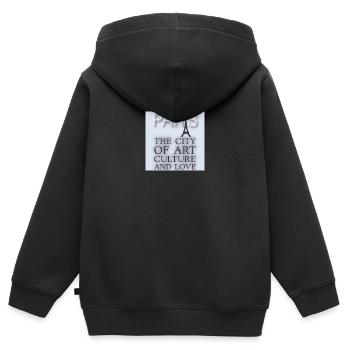 Paris - Kinder Premium Organic Zip Hoodie - Schwarz - Hinten - AI Model Kid Male (0cm)