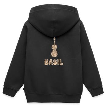 Violoncelle Basilic - Sweat Premium à capuche zippé enfant bio - noir - Dos - AI Model Kid Male (0cm)