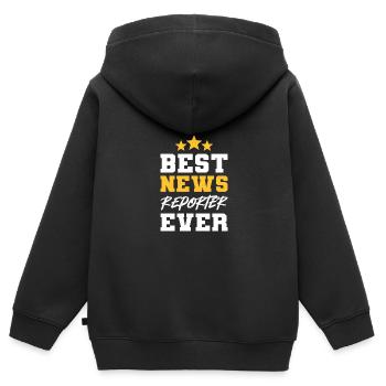 Beste Nachrichtenreporter. Nachrichtenreporter Gif - Kinder Premium Organic Zip Hoodie - Schwarz - Hinten - AI Model Kid Male (0cm)