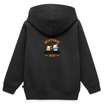 Großer Bruder 2023 Bagger Baustelle - Kinder Premium Organic Zip Hoodie - Schwarz - Hinten - AI Model Kid Male (0cm)