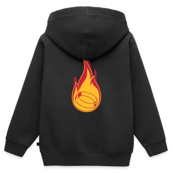 feuer flamme brennen heiss fackel heiraten ring ho - Kinder Premium Organic Zip Hoodie - Schwarz - Hinten - AI Model Kid Male (0cm)