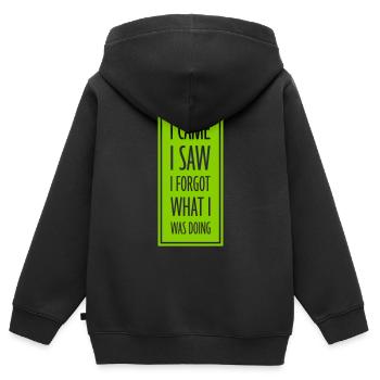 I came saw forget - Kinder Premium Organic Zip Hoodie - Schwarz - Hinten - AI Model Kid Male (0cm)