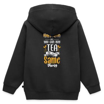 Tea drinker Grandma Winter - Kids Premium Organic Zip-up Hoodie - black - Back - AI Model Kid Male (0cm)