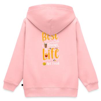 Menu buffet Repas - Sweat Premium à capuche zippé enfant bio - rose - Dos - AI Model Kid Female (0cm)