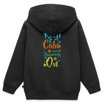 Shamrock Pensée positive Amour Energie - Sweat Premium à capuche zippé enfant bio - noir - Dos - AI Model Kid Male (0cm)