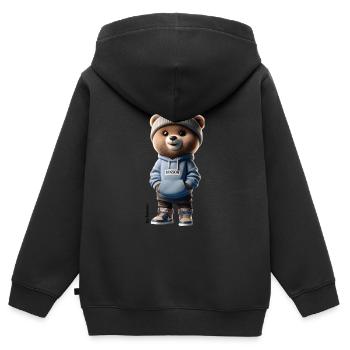 Baer mit Hoodie - Kinder Premium Organic Zip Hoodie - Schwarz - Hinten - AI Model Kid Male (0cm)