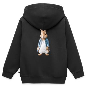 Niedlicher Hase braun 17 - Kinder Premium Organic Zip Hoodie - Schwarz - Hinten - AI Model Kid Male (0cm)