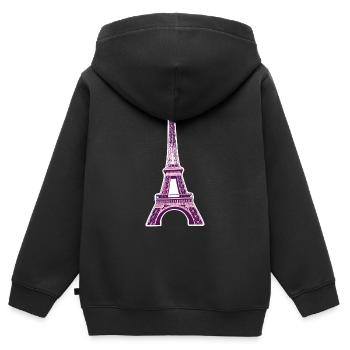 Eiffel tower #8 - Sweat Premium à capuche zippé enfant bio - noir - Dos - AI Model Kid Male (0cm)