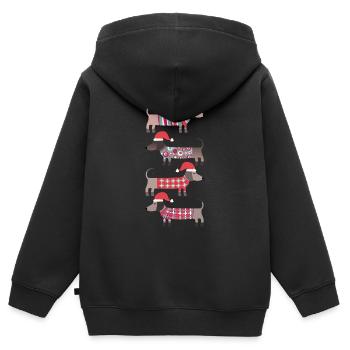 Christmas Dachshund Wiener Dogs in Santa Hats - Kids Premium Organic Zip-up Hoodie - black - Back - AI Model Kid Male (0cm)
