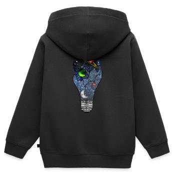 Kosmische Idee - Kinder Premium Organic Zip Hoodie - Schwarz - Hinten - AI Model Kid Male (0cm)