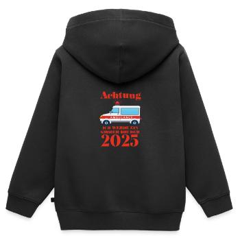 Großer Bruder 2025 Krankenwagen, 2025 Großer - Kinder Premium Organic Zip Hoodie - Schwarz - Hinten - AI Model Kid Male (0cm)