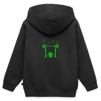 Musculation - Haltérophilie - Fitness - Entraînement - Sweat Premium à capuche zippé enfant bio - noir - Dos - AI Model Kid Male (0cm)