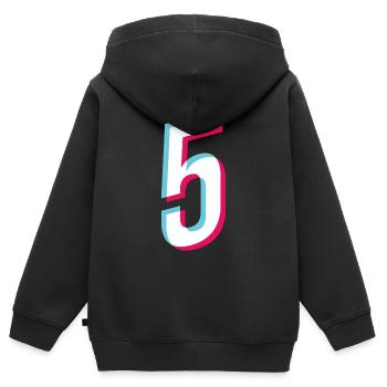 5 - NUMMER 5 - Zahl 5 Trikotnummer - Kinder Premium Organic Zip Hoodie - Schwarz - Hinten - AI Model Kid Male (0cm)