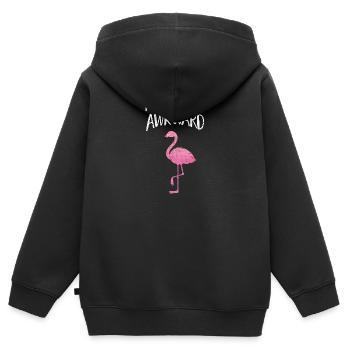Majestically Awkward - Pink Flamingo Illustration - Kids Premium Organic Zip-up Hoodie - black - Back - AI Model Kid Male (0cm)