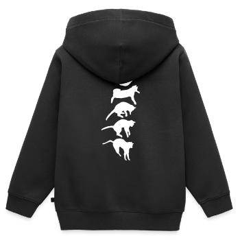 Réflexe de redressement du chat qui tombe - Sweat Premium à capuche zippé enfant bio - noir - Dos - AI Model Kid Male (0cm)