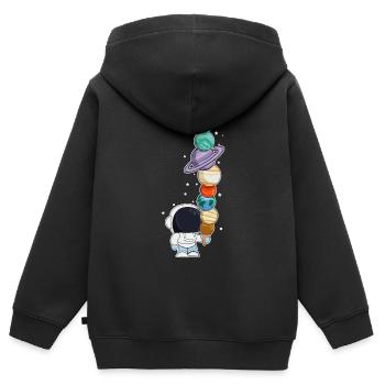 Astronaut mit Eis - Kinder Premium Organic Zip Hoodie - Schwarz - Hinten - AI Model Kid Male (0cm)