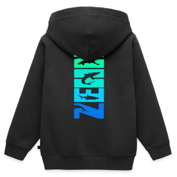 10. Geburtstag Haie Junge 10 Jahre alt Weißer Hai - Kinder Premium Organic Zip Hoodie - Schwarz - Hinten - AI Model Kid Male (0cm)