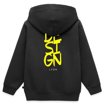 Design Miniamliste - Sweat Premium à capuche zippé enfant bio - noir - Dos - AI Model Kid Male (0cm)