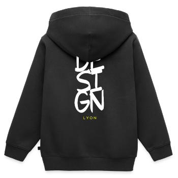 Design Blanc Minimaliste - Sweat Premium à capuche zippé enfant bio - noir - Dos - AI Model Kid Male (0cm)