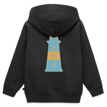 Phare sur la côte maritime - Sweat Premium à capuche zippé enfant bio - noir - Dos - AI Model Kid Male (0cm)