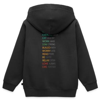 POSITIV DENKEN - Kinder Premium Organic Zip Hoodie - Schwarz - Hinten - AI Model Kid Male (0cm)