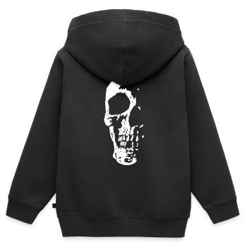 Schädel in der Dunkelheit - Kinder Premium Organic Zip Hoodie - Schwarz - Hinten - AI Model Kid Male (0cm)