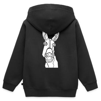 Donkey Schwarz-Weiß Online-Grafik - Kinder Premium Organic Zip Hoodie - Schwarz - Hinten - AI Model Kid Male (0cm)