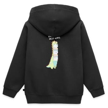 Tschüss Kindergarten Hallo Schule - Dinosaurier - Kinder Premium Organic Zip Hoodie - Schwarz - Hinten - AI Model Kid Male (0cm)