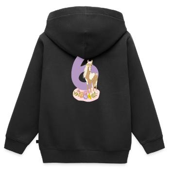 Birthday Number 6 Horse Pony Folen Girl - Kids Premium Organic Zip-up Hoodie - black - Back - AI Model Kid Male (0cm)